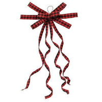 Thumbnail for Red & Black Plaid Curly Ribbon Bow Ornament - The Fox Decor