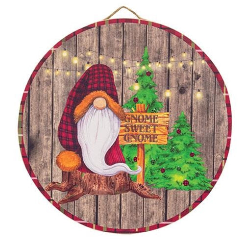 Rustic Gnome Sweet Gnome Round Sign