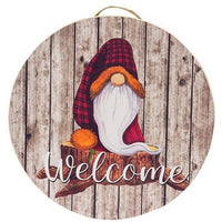 Thumbnail for Rustic Gnome Welcome Round Sign - The Fox Decor