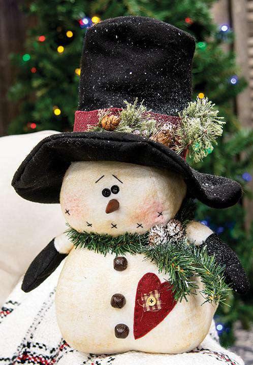 Chubby Top Hat Snowman With Heart - The Fox Decor