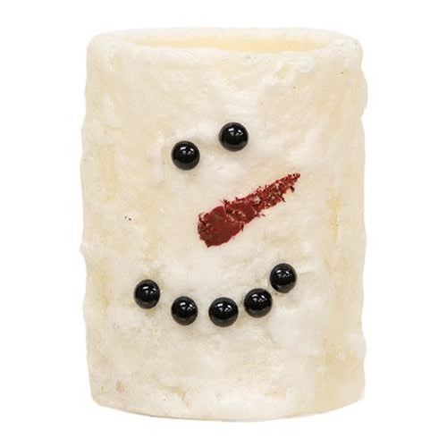 Snowman Face LED Pillar, 4"
