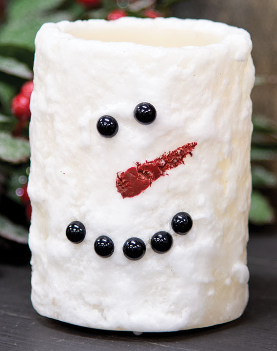 Snowman Face LED Pillar, 4"
