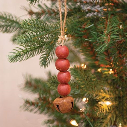 6/Set, Red Bead & Jingle Bell Ornaments