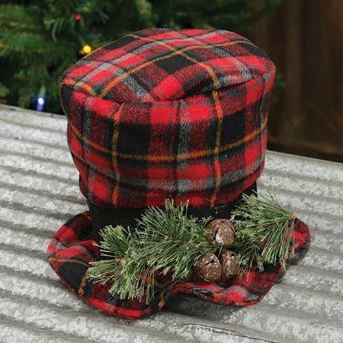 Red Plaid Snowman Hat, 7" x 9" - The Fox Decor