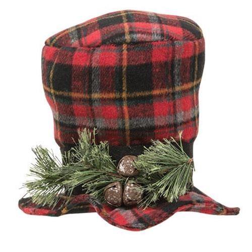 Red Plaid Snowman Hat, 7" x 9" - The Fox Decor