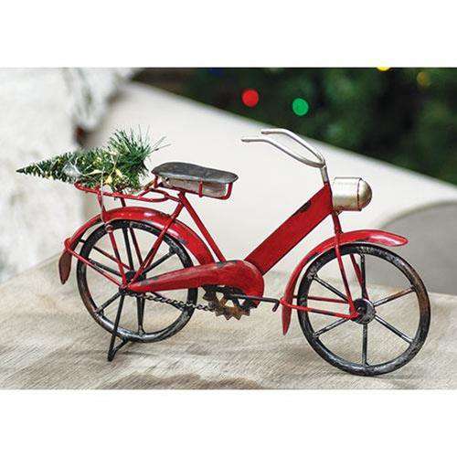Red Bicycle With Lit Tree, Small - The Fox Decor