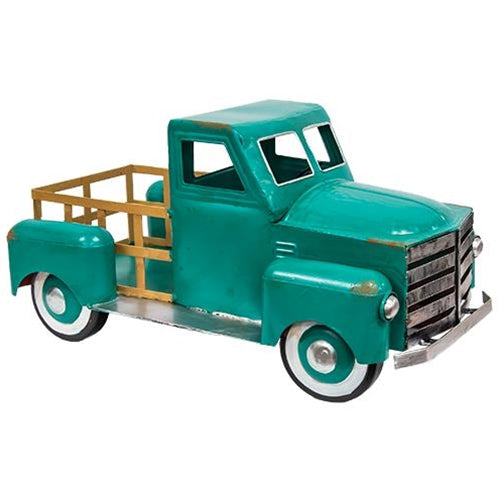 Teal Metal Truck Vintage Style Accent Spring and Summer Seasons