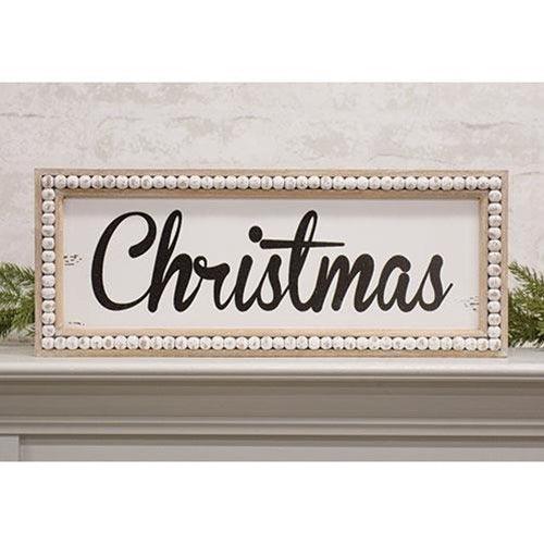 Beaded Distressed Christmas Sign - The Fox Decor