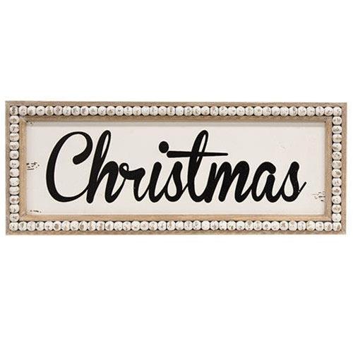 Beaded Distressed Christmas Sign - The Fox Decor