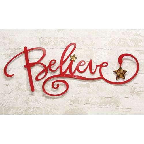 Believe Wall Sign, 29" Christmas Decor - The Fox Decor