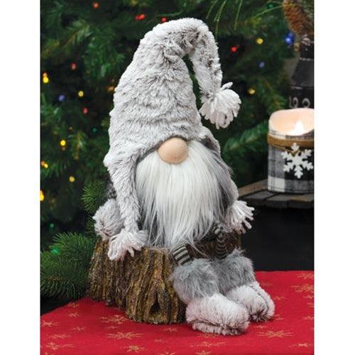 Gray Fur Hat Dangle Leg Gnome - The Fox Decor