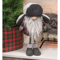 Thumbnail for Large Standing Plush Red/Gray Plaid Santa Gnome