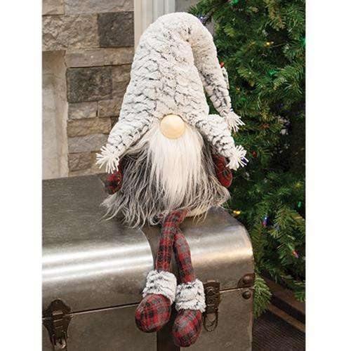 Dangle Leg Red & Gray Plaid Santa Gnome - The Fox Decor