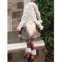 Thumbnail for Dangle Leg Red & Gray Plaid Santa Gnome - The Fox Decor
