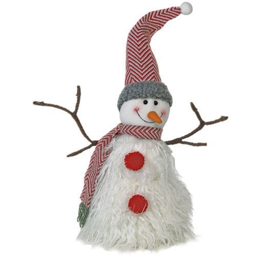 Red & Gray Houndstooth Hat & Scarf Snowman