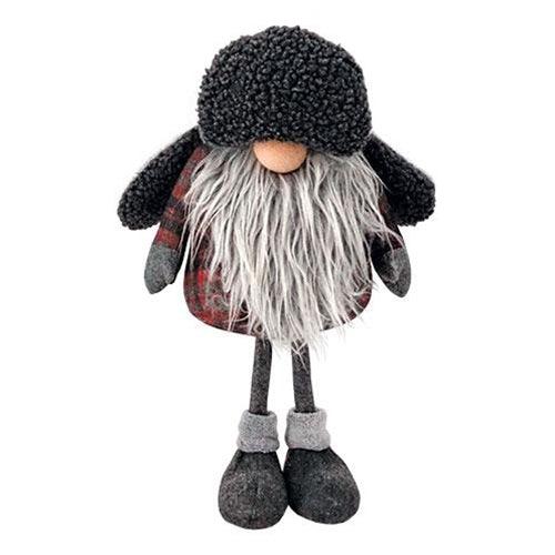 Large Standing Plush Red/Gray Plaid Santa Gnome