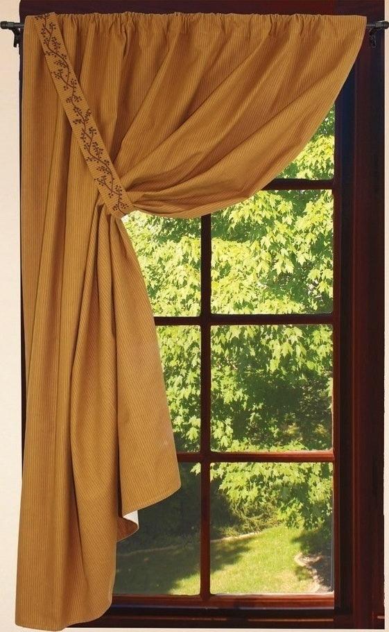 Primitive Ticking Mustard Mustard Panel H5236204E - The Fox Decor