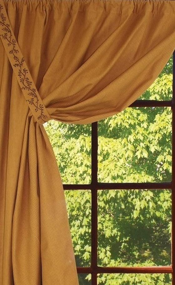 Primitive Ticking Mustard Mustard Panel H5236204E - The Fox Decor