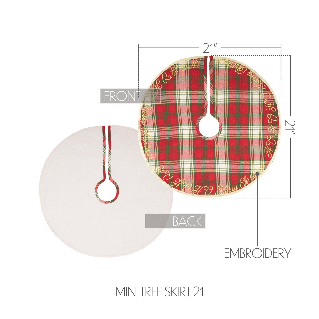 HO HO Holiday Mini Christmas Tree Skirt 21 VHC Brands - The Fox Decor