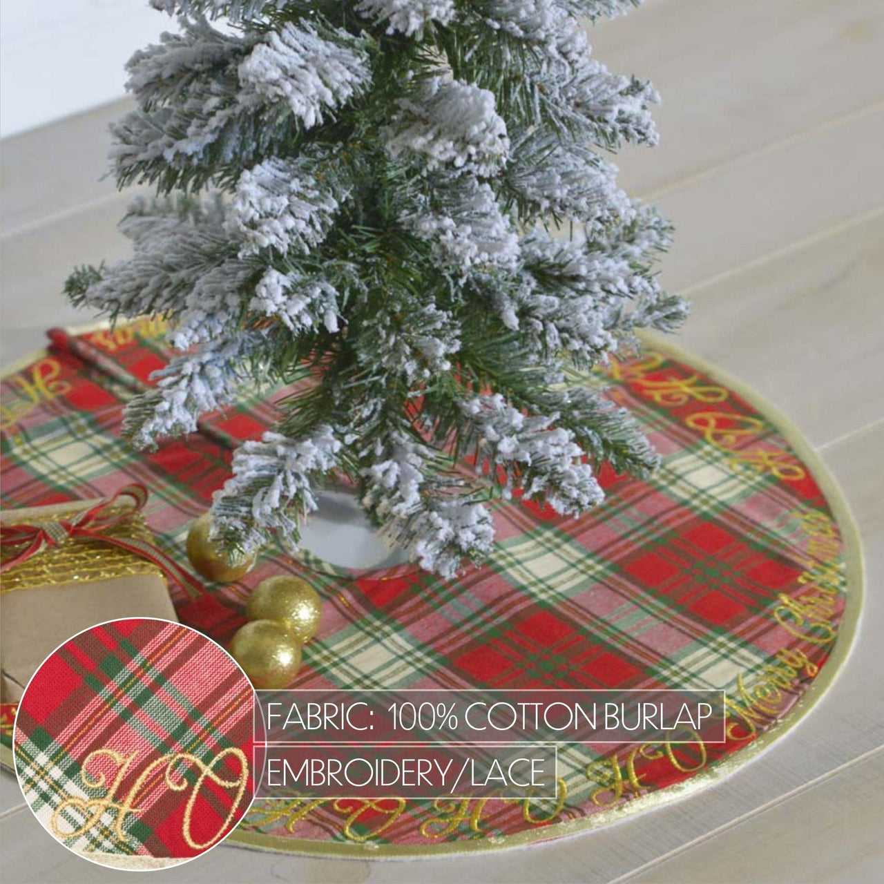 HO HO Holiday Mini Christmas Tree Skirt 21 VHC Brands - The Fox Decor