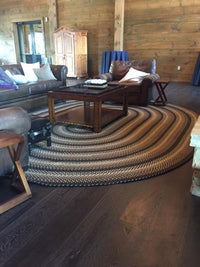Thumbnail for 841 Black Basket Weave Braided Rugs Oval/Round - The Fox Decor