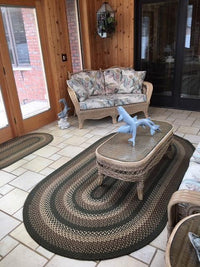 Thumbnail for 827 Sage Green Basket Weave Braided Rugs Oval/Round - The Fox Decor
