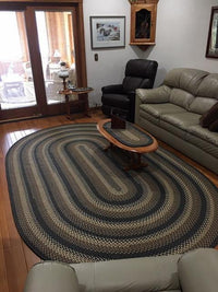 Thumbnail for 837 Charcoal Gray Basket Weave Braided Rugs Oval/Round Washable - The Fox Decor