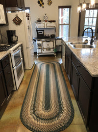 Thumbnail for 816 Hunter Green Basket Weave Braided Rugs Oval/Round Washable - The Fox Decor