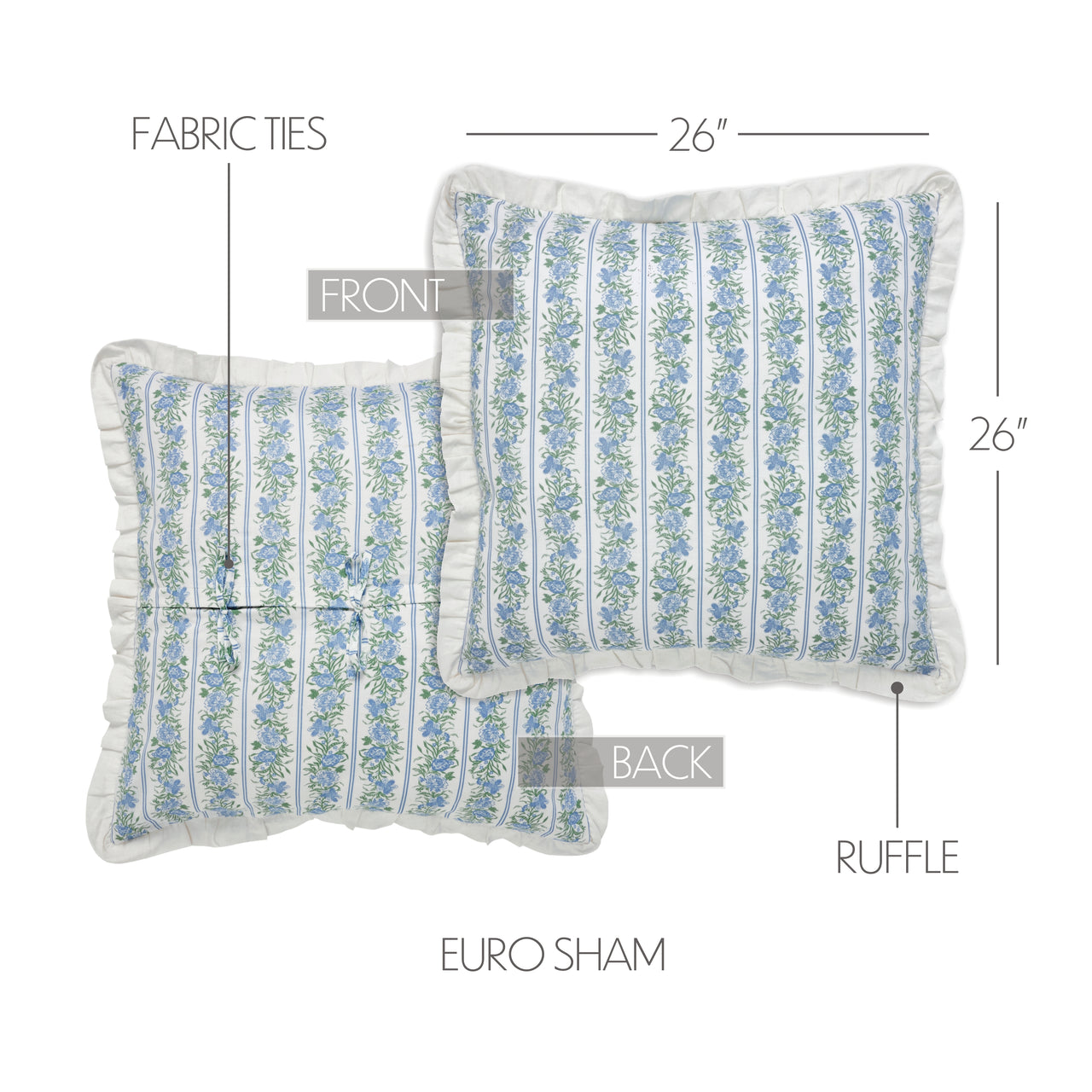Jolie Fabric Euro Sham 26x26 VHC Brands