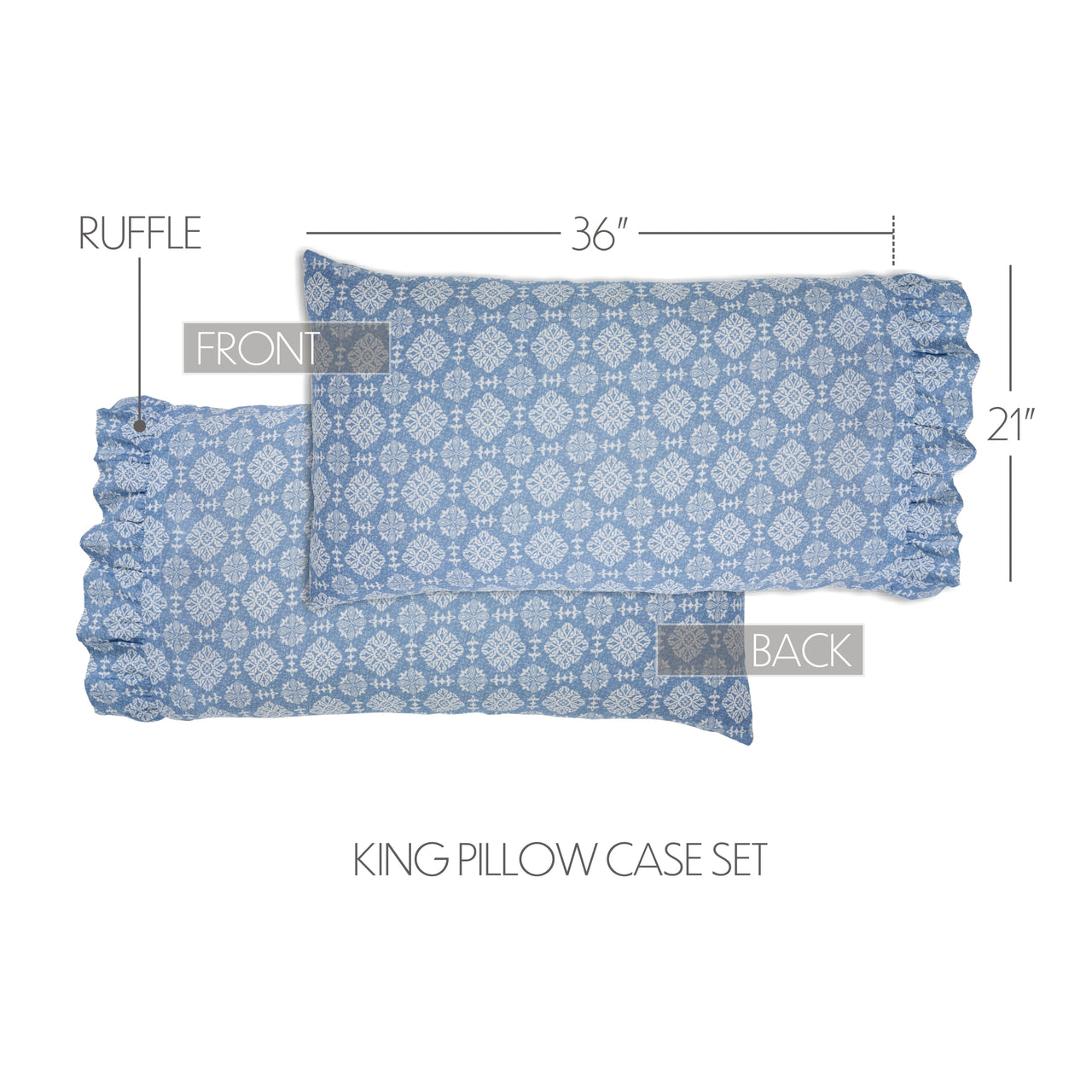 Jolie Ruffled King Pillow Case Set of 2 21x36+4 VHC Brands