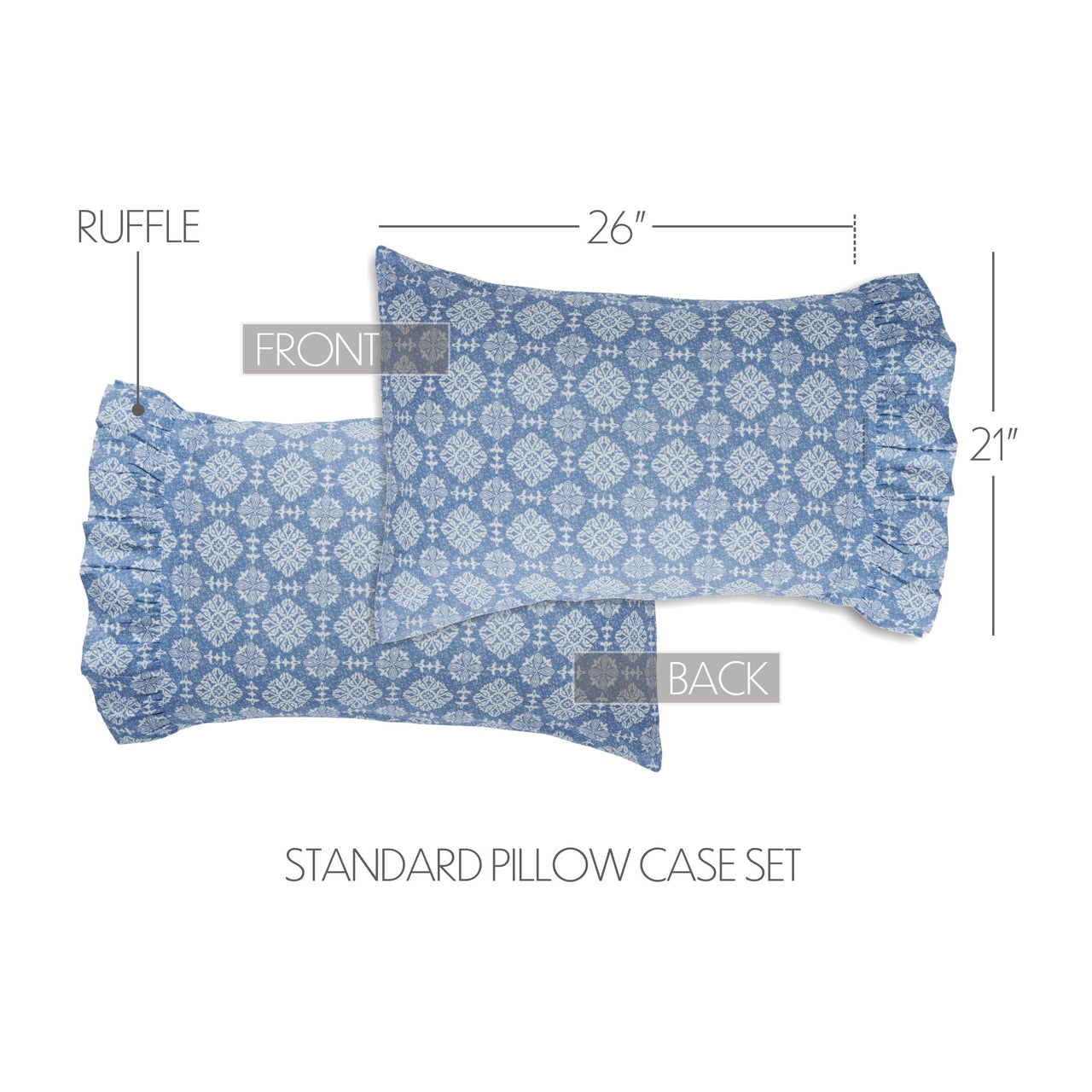 Jolie Ruffled Standard Pillow Case Set of 2 21x26+4 VHC Brands