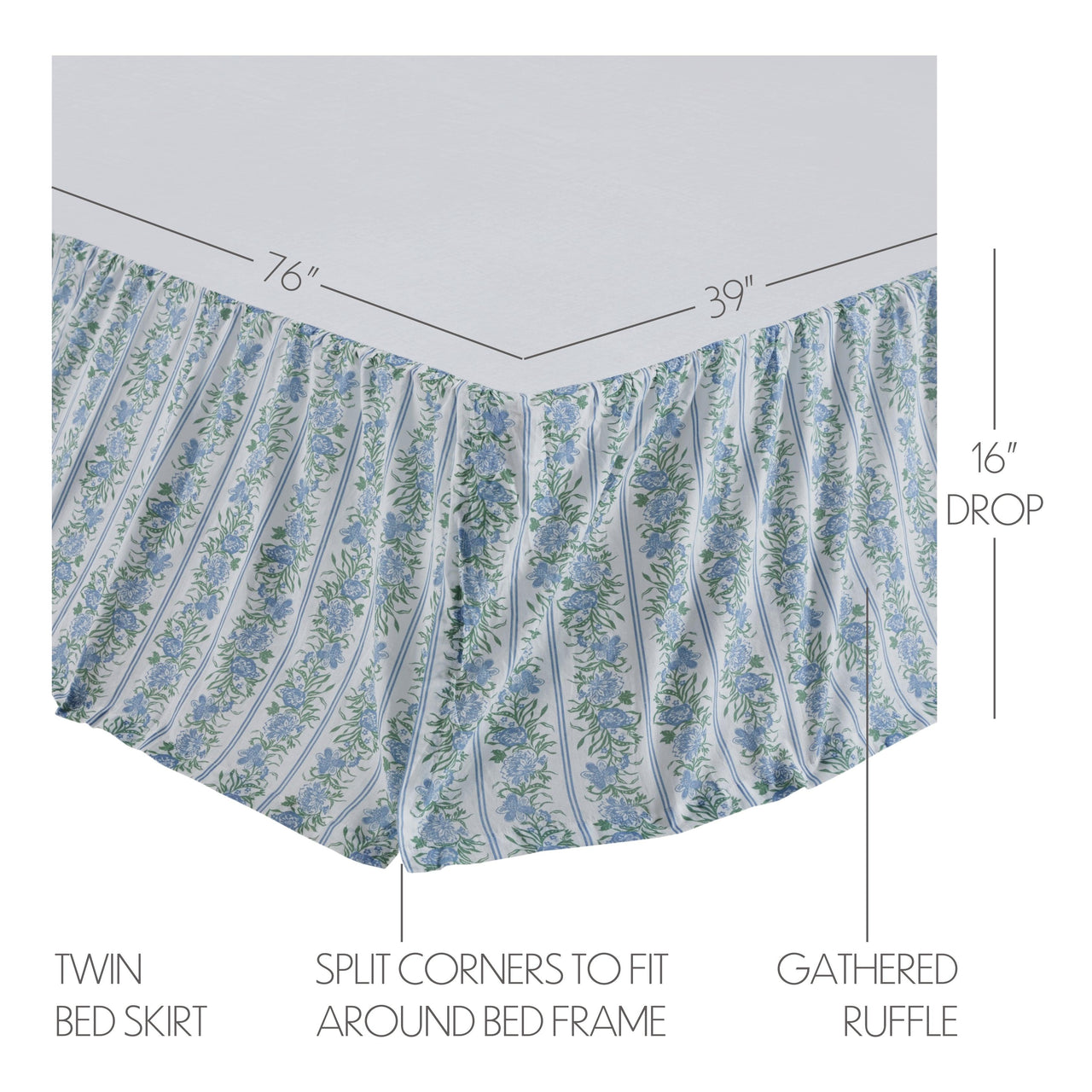 Jolie Twin Bed Skirt 39x76x16 VHC Brands - The Fox Decor