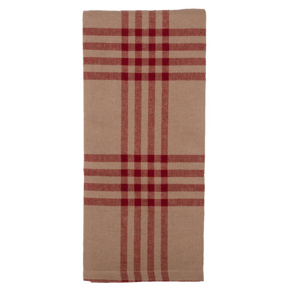 Oat Barn Red Chesterfield Check Barn Red Towel Set Of Six KT590017 - The Fox Decor