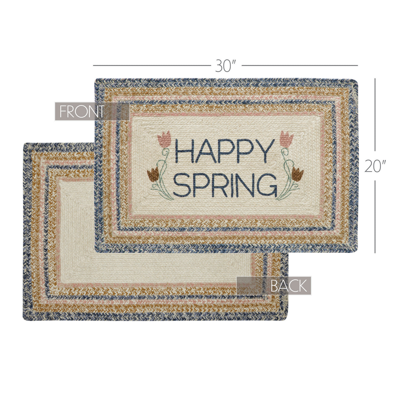 Kaila Happy Spring Jute Braided Rug Rect. with Rug Pad 20"x30" VHC Brands