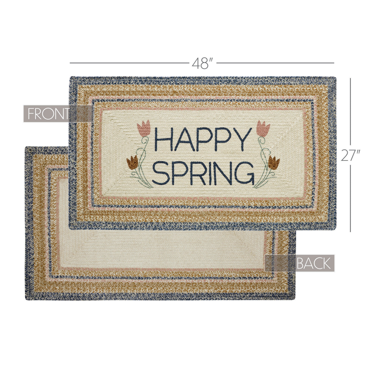 Kaila Happy Spring Jute Braided Rug Rect. with Rug Pad 27"x48" VHC Brands - The Fox Decor