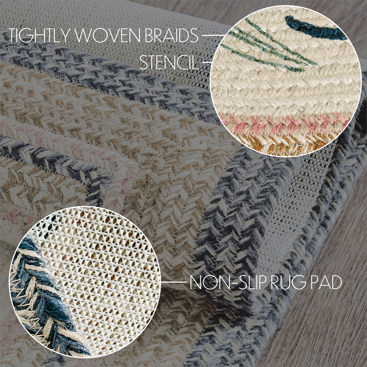 Kaila Happy Spring Jute Braided Rug Rect. with Rug Pad 20"x30" VHC Brands - The Fox Decor