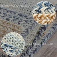 Thumbnail for Kaila Jute Half Circle Braided Rug w/ Pad 19.5