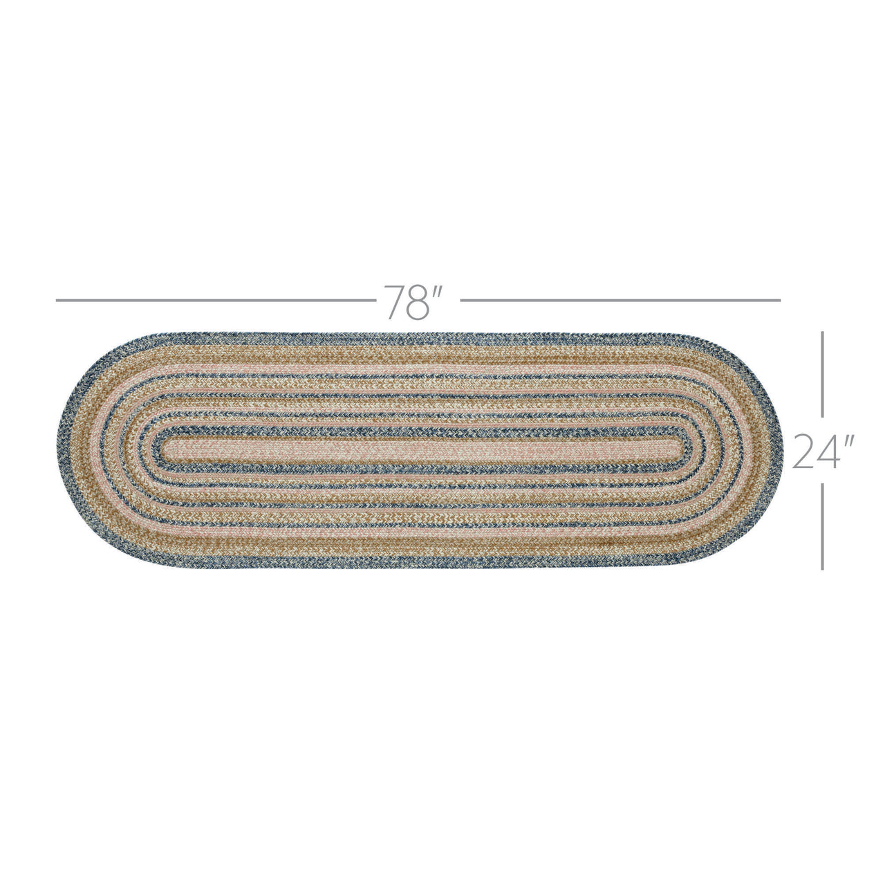 Kaila Jute Braided Runner Rug Oval with Rug Pad 24"x78" VHC Brands