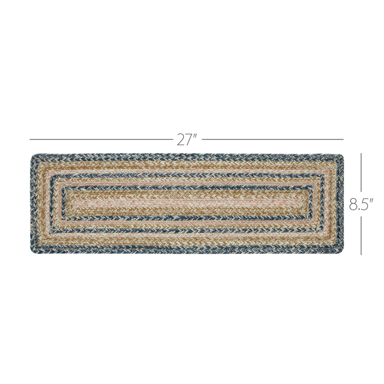 Kaila Jute Braided Stair Tread Rect. Latex 8.5"x27" VHC Brands