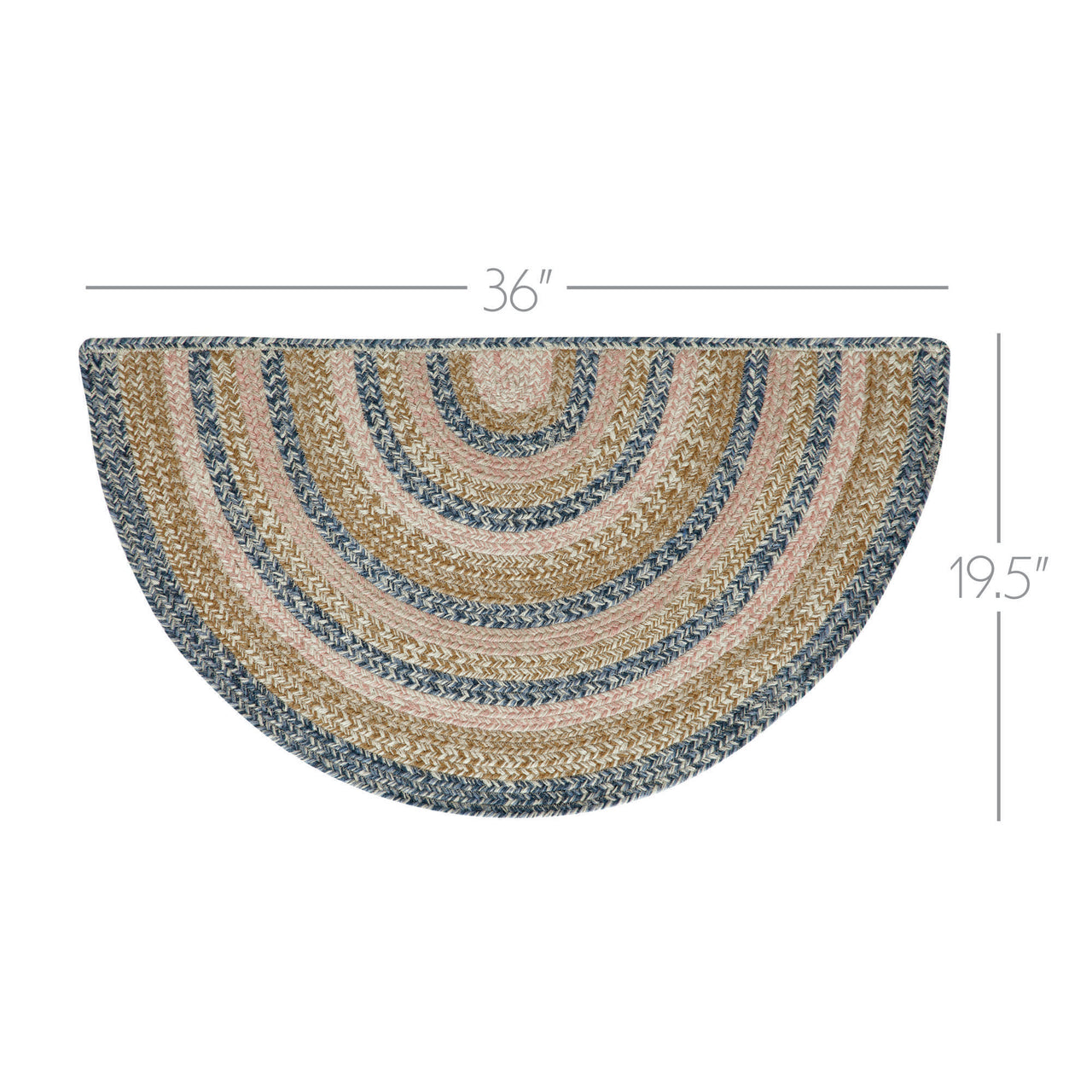 Kaila Jute Half Circle Braided Rug w/ Pad 19.5"x36" VHC Brands - The Fox Decor