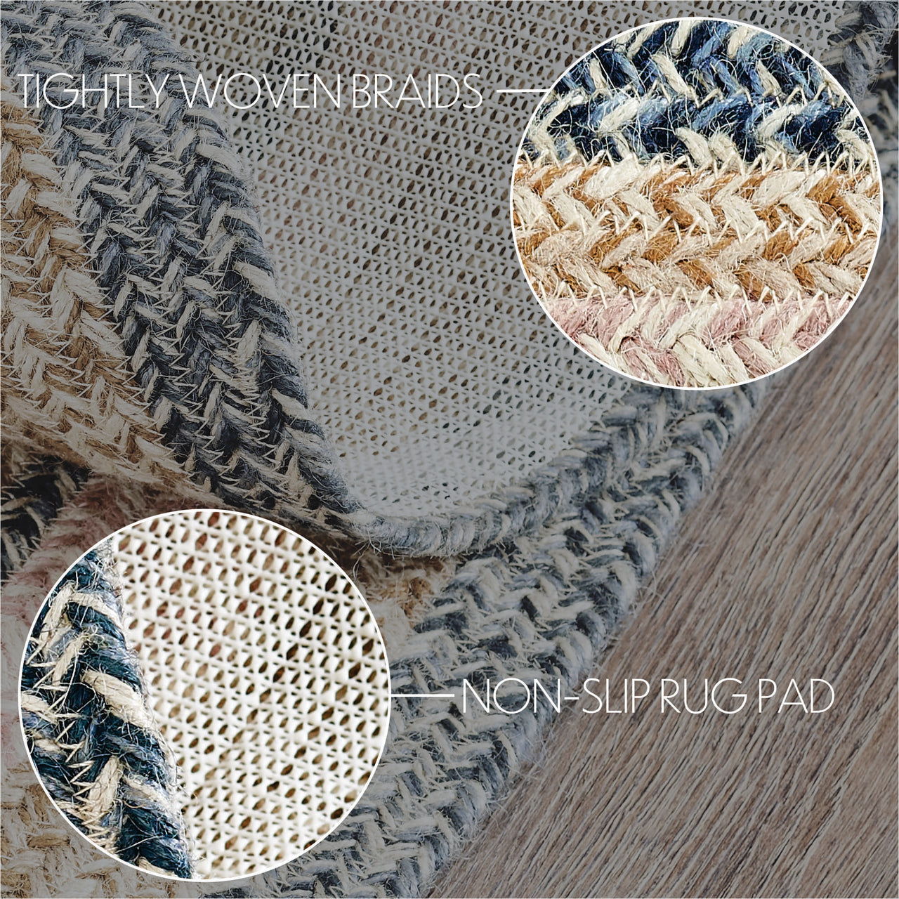 Kaila Jute Braided Rug Oval with Rug Pad 24"x36" (2'x3') VHC Brands - The Fox Decor