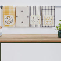 Thumbnail for Embroidered Bee Tea Towel Set of 4 19x28 VHC Brands