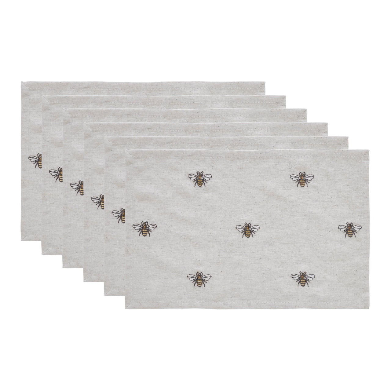 Embroidered Bee Placemat Set of 6 12x18 VHC Brands - The Fox Decor