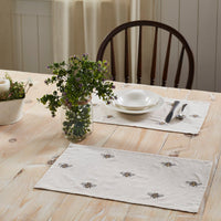 Thumbnail for Embroidered Bee Placemat Set of 6 12x18 VHC Brands - The Fox Decor