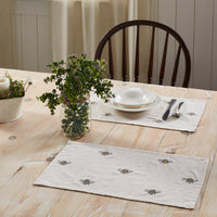 Thumbnail for Embroidered Bee Placemat Set of 6 12x18 VHC Brands