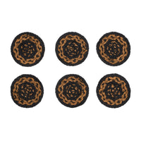 Thumbnail for Black & Tan Jute Coaster Set of 6 VHC Brands - The Fox Decor