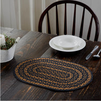 Thumbnail for Black & Tan Jute Oval Placemat 12x18 VHC Brands - The Fox Decor