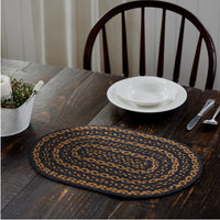 Thumbnail for Black & Tan Jute Oval Placemat 12x18 VHC Brands