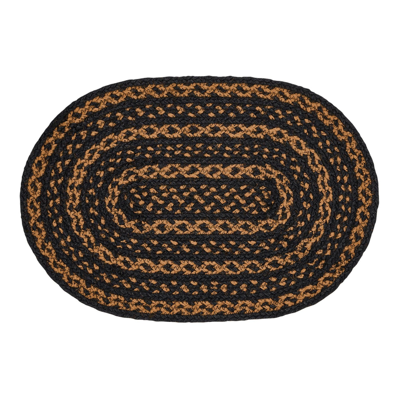 Black & Tan Jute Oval Placemat 12x18 VHC Brands - The Fox Decor