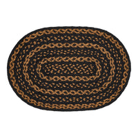 Thumbnail for Black & Tan Jute Oval Placemat 12x18 VHC Brands
